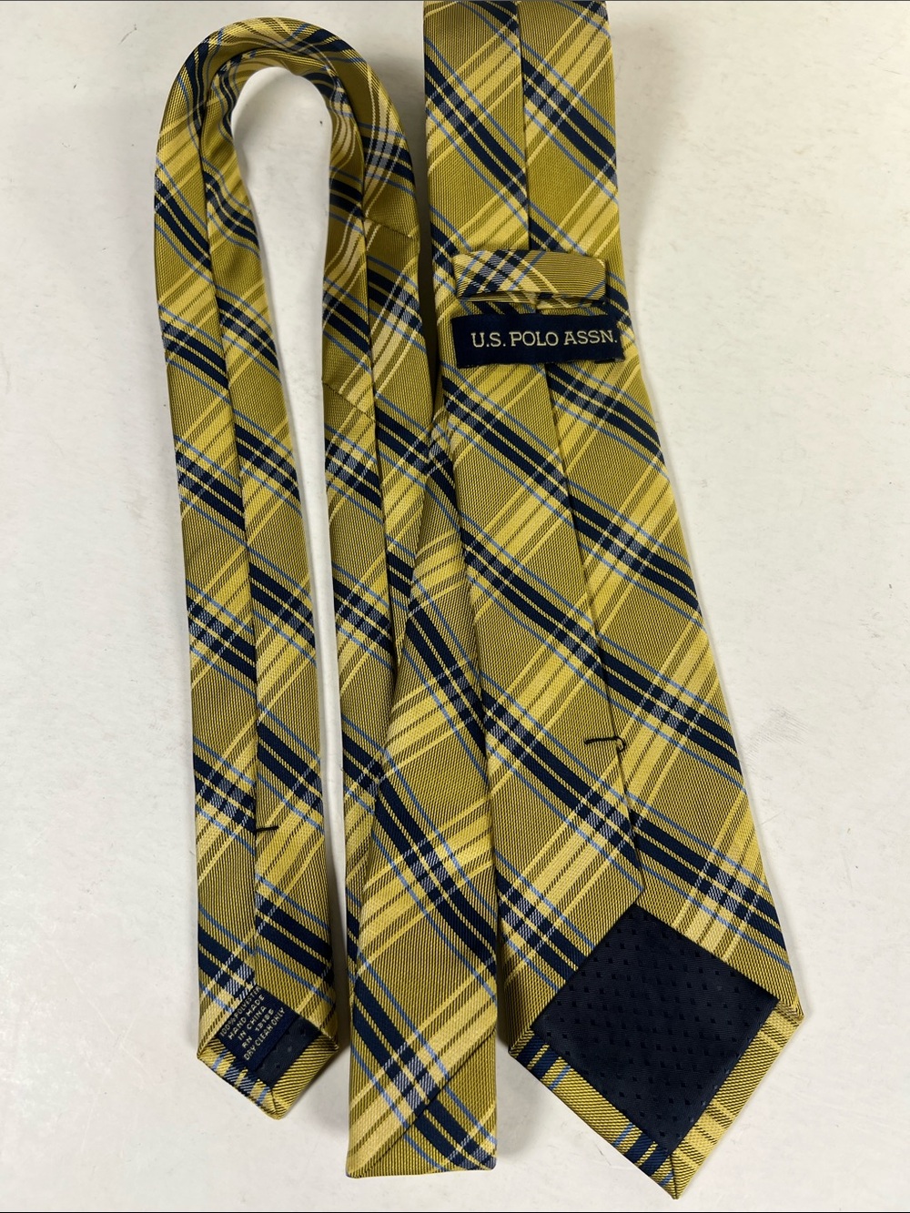 U.S. Polo Assn. Yellow and Navy Plaid Tie